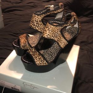 Jesica Simpson Leopard Wedges